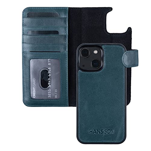 HANS/SON Hülle aus Echtleder kompatibel mit iPhone 13, Farbe, Lederhülle...