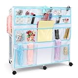 Lconvicely Craft Cart with Wheels - 40 Storage Pockets - Portable Organizer for Arts & Craft Supplies - Spacious, Easy to Move - Perfect Art Cart Organizer for Kids, Creative Projects, Home Education