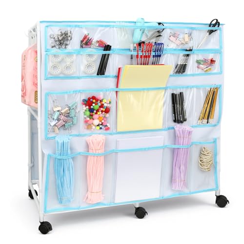Lconvicely Craft Cart with Wheels - 40 Storage Pockets - Portable Organizer for Arts & Craft Supplies - Spacious, Easy to Move - Perfect Art Cart Organizer for Kids, Creative Projects, Home Education by Lconvicely - Used condition - US$29.21