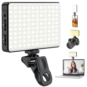 120 LED Selfie Light, 3000Mah Rechargeable Phone Light, 2500-9000K CRI 97+ Adjusted 3 Light Modes, Selfie Light for iphone Camera Light, TikTok Vlog Light for Video Recording with Clip & Camera Tripod