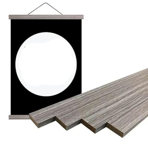 HJGUI Colgador magnético para carteles en blanca y negro, colgador de madera de teca, pintura, foto, lienzo, pared, artesanía, colgador de arte, madera gris, 50cm