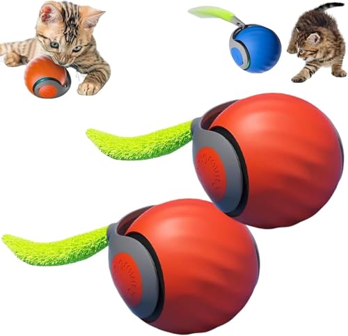 HOIDOKLY Juguete Interactivo para Gatos De Interior，Bola De Burlas para Gatos Sensores，Juguete Electrónico De Persecución Y Ejercicio para Mascotas (Azul-2PCS)