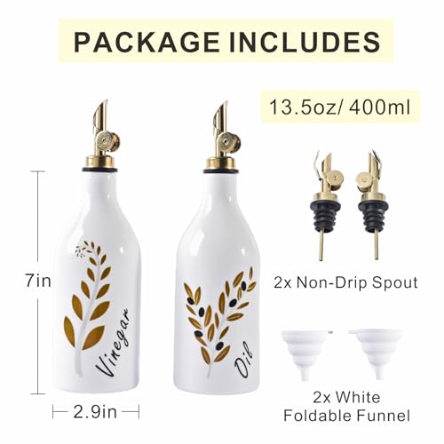 Satu Brown Oil and Vinegar Dispenser with Spout Set of 2, 13.5oz Olive Oil Dispenser Bottle for Kitchen Leakproof Oil Containers with Stainless Steel Pourer Suitable for Oil, Vinegar, Soy Sauce - Thumbnail 4