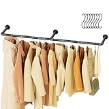 Abiglifty Vintage Clothes Rack, 58" Industrial Pipe Wall Mount Garment Rack, Heavy Duty Garment Rack, Industrial Pipe Clothes Rack, Black, 1 Pack