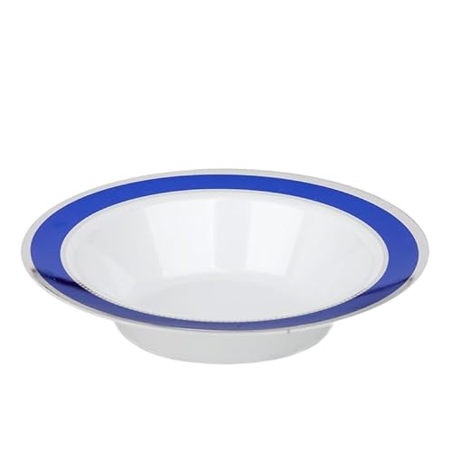 Efavormart 10 Pack | 12 Oz Cobalt Blue With Silver Rim Round Disposable Soup Bowl For Catered Events Weddings Parties Banquets #TOP1