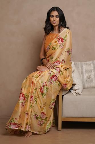 Image of MIRCHI FASHION Women Saree Chiffon Floral Printed | Breathable Lightweight Sari for Regular Home and Office Wear with Blouse Piece