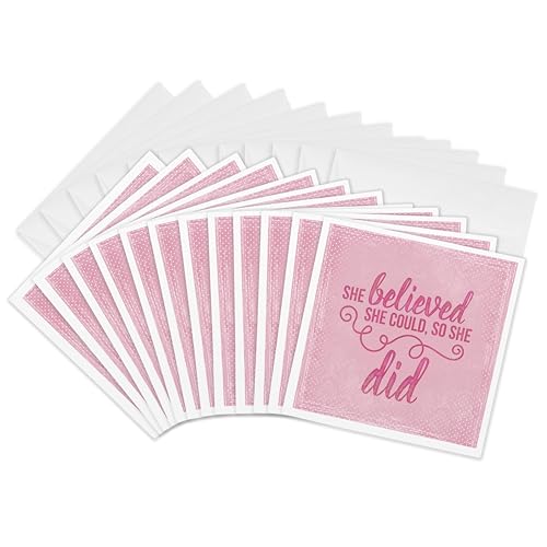 Cartes de vœux typographie rose 3dRose, papeterie premium carrée 15,2 cm