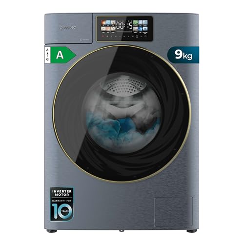 Cecotec Waschmaschine 9 kg Frontlader Autodosis Bolero DressCode 9950 Autodose Inverter 3D Ice Blue A. Blau-Finish, 1400 U/min, Core Matrix Screen, XXL-Tür, Innenbeleuchtung
