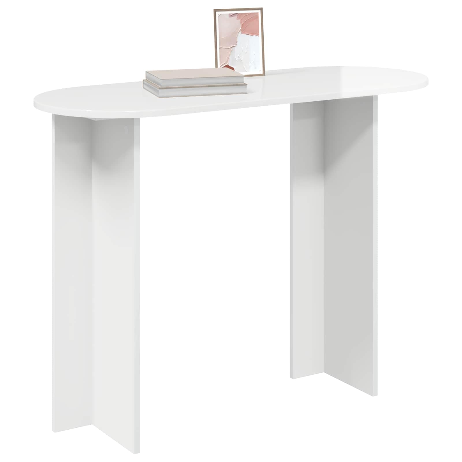 Stolik konsolowy, wysoki połysk, biały, materiał drewnopochodny, 100 x 39,5 x 75 cm, wielofunkcyjny stół do przedpokoju do salonu, przedpokoju z miejscem do przechowywania i półką