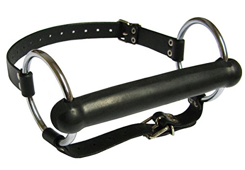 PREMIUM Mundknebel Gebissstange Beißstange Trense mit Ledergurt und Kinnriemen Harness Kopfgeschirr BDSM Erotik Rollenspiel (schwarz)