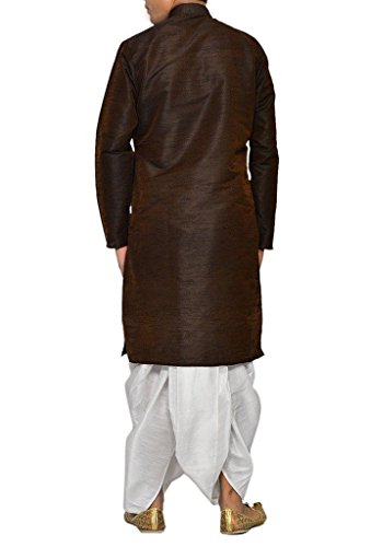 Dhoti Kurta hombre ropa tradicional de seda conjunto marrón talla 42 3
