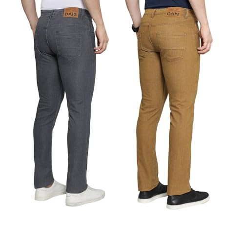 Image of DAIS Men's Stretchable Slim Fit Mid Rise Jeans, Pack of 2, (Combo of 2 Jeans)