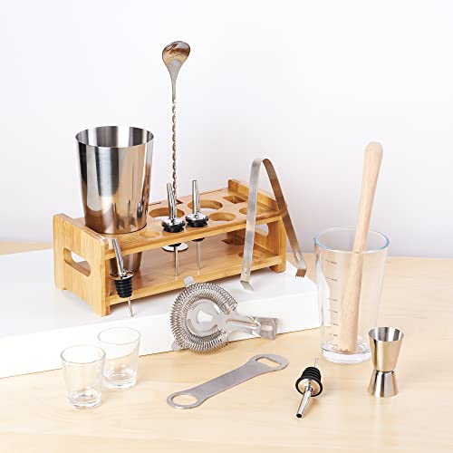 True 14-Piece Bar Set, Cocktail Shaker Set With Cocktail Shaker, Mixing Glass, Muddler, Double Jigger, Bartender, And Bar Accessories #TOP4