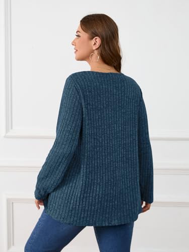 Image of BELAROI Womens Plus Size Sweaters V Neck Fall Tunic Top Pullover Shirts