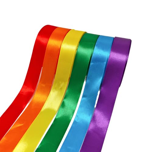 2.5cm*22m*6 Farbe Maibaum Bänder Wetterfest Seidenbänder Bunt Dekoband Geschenkband