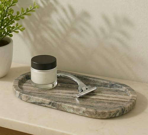 Image of MBSC White Marble Serving, Venity Tray, Cheese Platter to Presenting Main Courses, Wines or Desserts (Grey) (Grey)