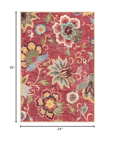 Tapete pequeño rojo antideslizante 2x3 para cocina miniatura 2
