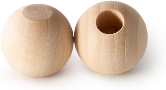 50 Pcs, Wooden Toy Parts Wood Ball Dowel Caps 1-1/2" Ball with 3/8" Hole