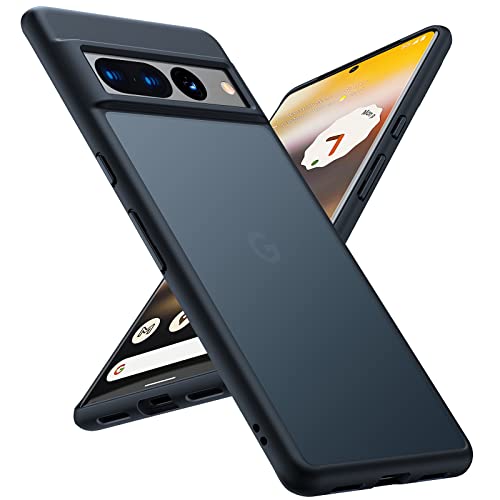 TORRAS Shockproof Designed for Google Pixel 7 Pro Case [Military Grade Drop Tested] Shockproof Translucent Matte Hard Back with Silicone Slim Protective Pixel 7 Pro Phone Case 6.7 Inch, Black