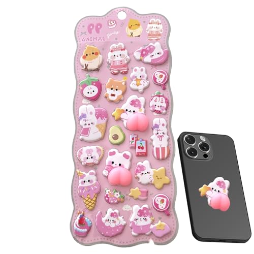 おしりぷにぷにシール 動物, おしりぷにぷにシール ぷくぷく, 子供向け3Dステッカー, マシュマロ猫のスクラップブックデカール,ノートブック ジャーナル プランナー ペンケース 水筒 タブレット ラップトップ コンピューター スケートボード用