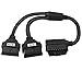 Produktbild JUTA 16-Pin OBD2 Splitter-Verlängerungskabel (Stecker auf Buchse, Y-Kabel, 30 cm)