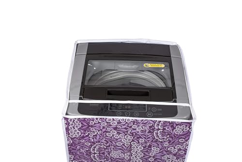 Image of Classic Top Load Washing Machine Cover Suitable for Godrej 6 Kg, 6.5 Kg, 7 Kg, 7.5 Kg (57cmsX56cmsX86cms, Purple Flower, Medium)