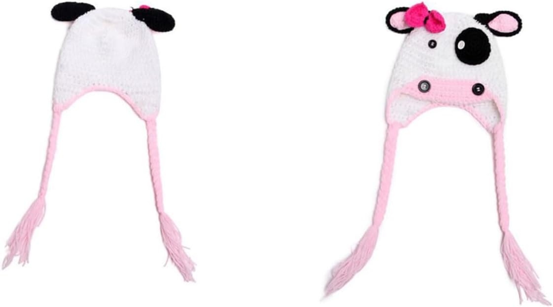 SOLUSTRE Cow Shaped Baby Knit Hat Xmas Woolen Kids Winter Headdress Multi