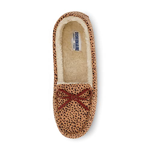 Cushionaire Women's Sabina Moccasin Slipper +Memory Foam, Cheetah 8.5 #TOP4