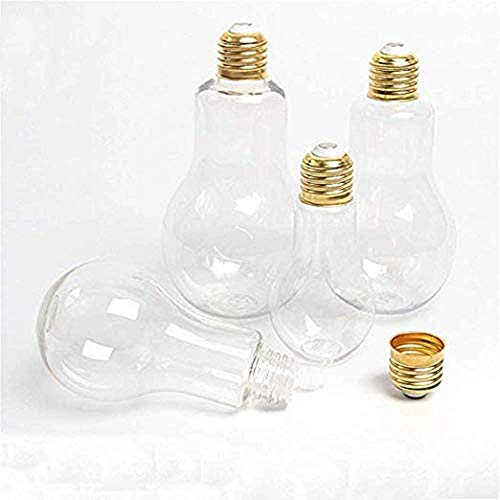 Lamp Plastic Transparent Bottle Bulb Milk Juice Beverage with Straw 10PCS (300ml)