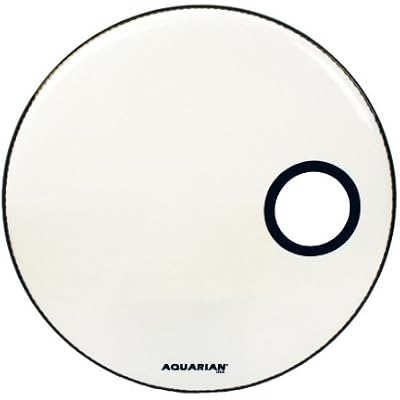 Aquarian Drumheads SMPTCC18BWH Offset Ported Bass 18-inch Bass Drum Head, goss white