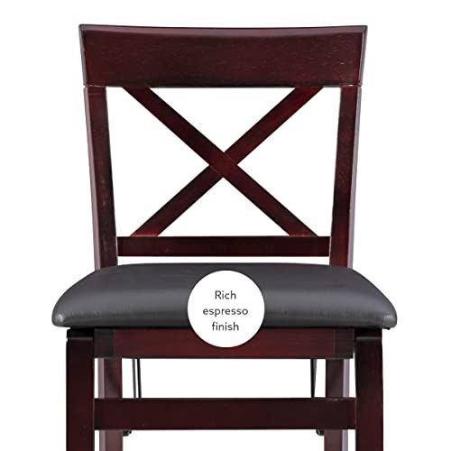 Tabouret pliant marron bois X Back Linon Triena assis d'appoint