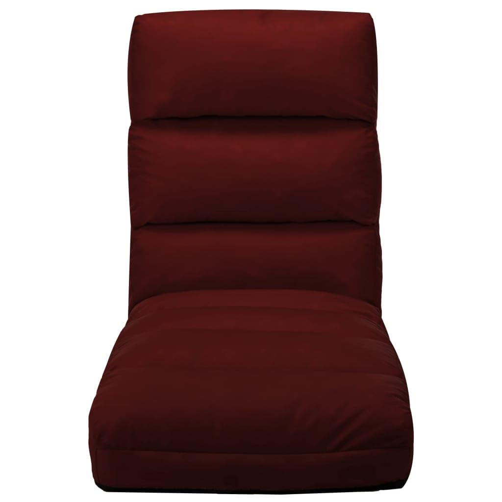 Silla de suelo ajustable plegable de piel sintética – Tumbona plegable de suelo rojo vino como cama compacta para interior y exterior
