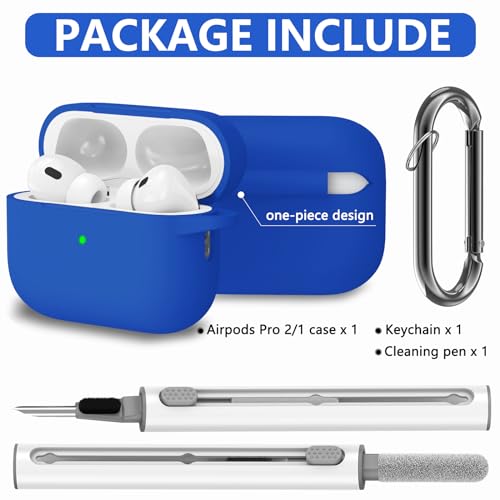 Image of Ljusmicker for AirPods Pro Case Cover with Cleaner Kit,Blue | Silicone Protective Cover for Apple AirPods Pro 2nd /1st Generation Case with Keychain for Women Men,Shockproof