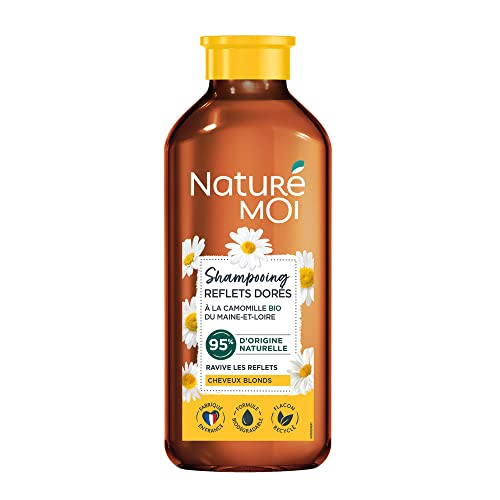 Naturé Moi - Champú Reflets Dorados - Cuidado Cabello Rubio - Champú sin sulfato - Reavive los reflejos - Manzanilla orgánica - 95% de origen natural - 250 ml - Fabricado en Francia