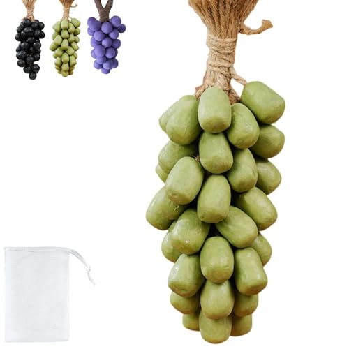 Jabón de uva en una cuerda, barra de racimo de uvas hecha a mano, jabón decorativo natural con proceso en frío con aroma, para lavar a mano, aire fresco, regalos para hombres y mujeres (40, verde)