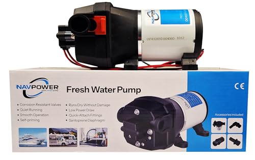 NAVPOWER 12 V 10 l/min pompa ciśnieniowa 2,7 GPM, 17 PSI, z wyłącznikiem ciśnieniowym, idealna do łodzi, kamperów i instalacji wodnych