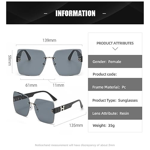 Lunettes de soleil pour femmes sans cadre, accessoires de mode marron - 4
