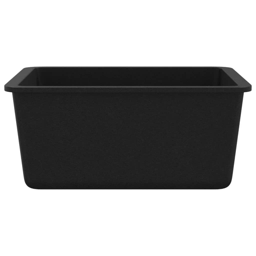 Fregadero De Cocina De Granito Con Un Seno Profundo, 80% Cuarzo y 20% Resina, Resistente y Fácil De Limpiar, kitchen sink, Fregadero Bajo Encimera, Apto Para Cocinas y Lavaderos, Negro, 420x460x310 mm