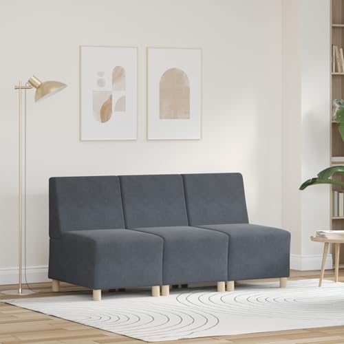 Tidyard Sillas Sofá 3 pcs Gris Oscuro 55 x 74 x 82 cm Terciopelo