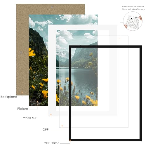 Picrit 30x40 Picture Frame 3 Pack, Black Poster Frame, Display Poster 24 x 36 with Mat or 30 x 40 without Mat for Horizontal or Vertical Wall Mounting