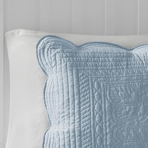 Madison Park MP13-8245 Quilt Set Damask Medallion Quilting With Scallop Edge, Cottage Coverlet thumb #4