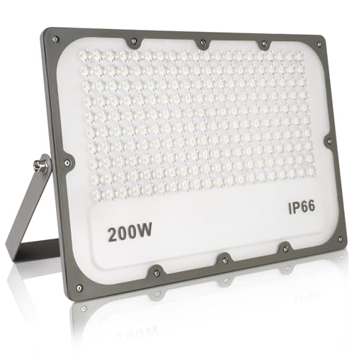 JBdusn Foco Proyector LED 200W, Super Brillante Blanco Frío Luz de Seguridad LED IP66 Impermeable Potente Luces LED Floodlight Exterior, Focos LED Exterior para Casa, Garaje, Patio, Terraza, Campo