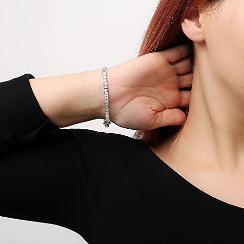 Kose ATS6009-11 925 Sterling Silver Bracelets For Women And Men | Princess And Round Cut 3Mm Cubiz Zironia Classic Tennis Bracelet thumb #2