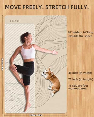 Image of Large Yoga Mat (75.5 inchx47.6 inchx0.4 inch)Extra Wide & Thick 10mm | Non-Slip Exercise Mat, High-Density TPE Mat for Yoga Pilates & Home Gym Workouts