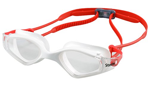 Storm Bluefin Fitness Swim Goggle - White/Red w/Clear Lenses