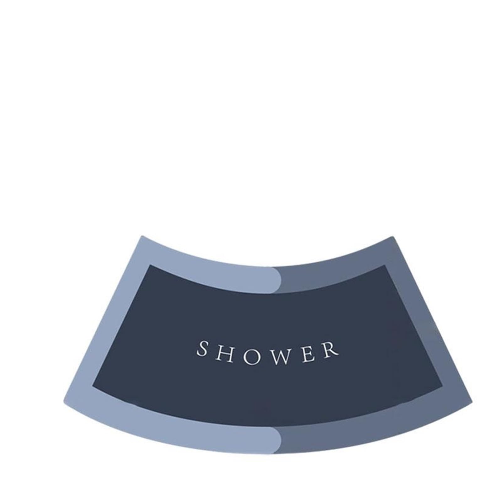 Curved bath mat Curved Bath Rug Tub Floor Carpet Anti Slip Toilet Fanned Shower Mat(Blue)