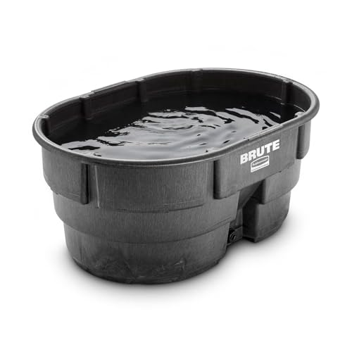 Rubbermaid Commercial Products Stock Tank, 150-Gallons, Structural Foam, Heavy Duty Container, for Livestock/Animal/Cattle Feed & Water, Outdoor Homemade Pool/Hot Tub/Bathtub, & Pet Cleaning/Dog Wash