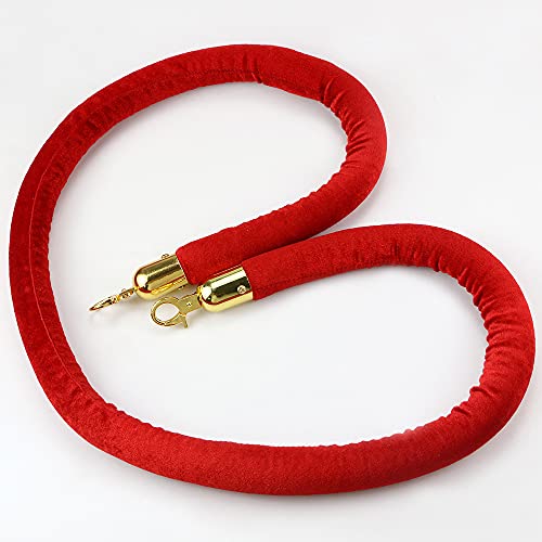 Czwestc 2 Pcs Red Velvet Stanchion Rope, Crowd Control Rope Barrier With Polished Gold Hooks, Thick Stanchion Queue Barrier Rope Velvet Rope For Red Carpet Events, Car Shows, And Upscale Affairs. #TOP6