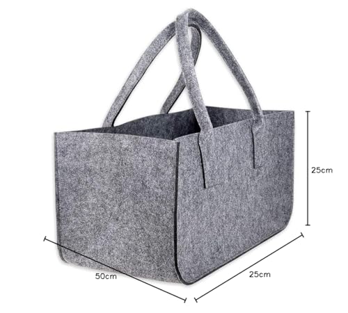 Schramm®1 oder 2 Stück Filztasche Tasche aus Filz in dunkelgrau 50x25x25 cm Kaminholztasche Holzkorb Einkaufstasche Filzkorb Zeitungskorb Shopper Taschen Filztaschen 1 oder 2 Stück, Anzahl:1