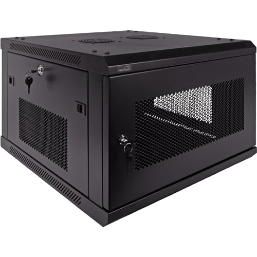 Image of NavePoint 6U Server Rack Enclosure - 23.6 inch Deep, Wall Mount Network Cabinet with Locking Perforated Door, 19 inch IT Equipment Compatible, Network Rack, Removable Side Panels, Black